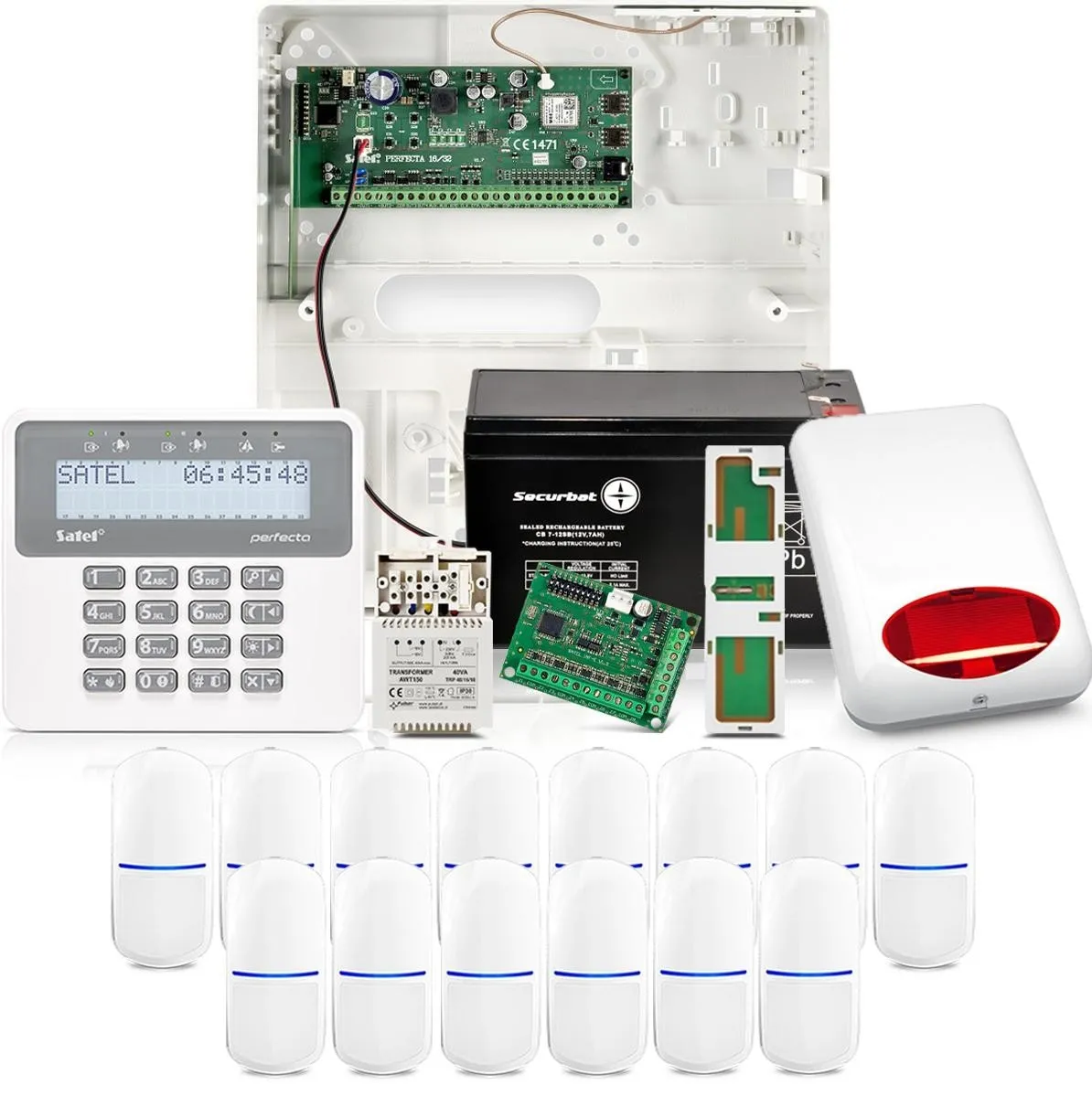 Zestaw alarmowy Satel Perfecta 16, 14x czujek ruchu, LCD, aplikacja mobilna, powiadomienie