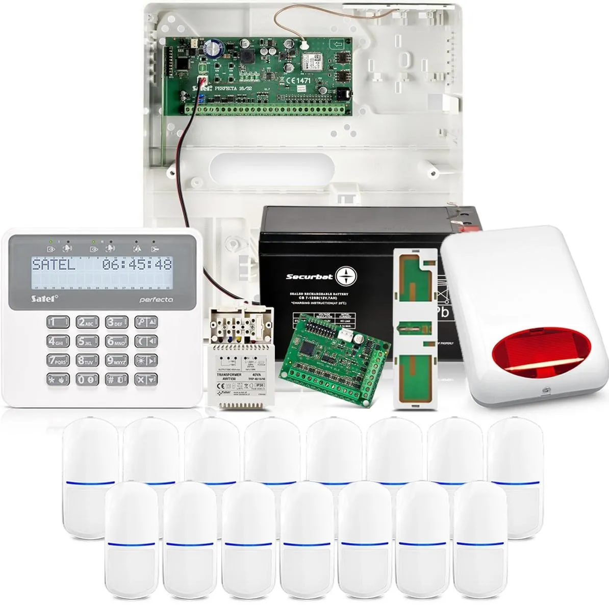 Zestaw alarmowy Satel Perfecta 16, 15x czujek ruchu, LCD, aplikacja mobilna, powiadomienie