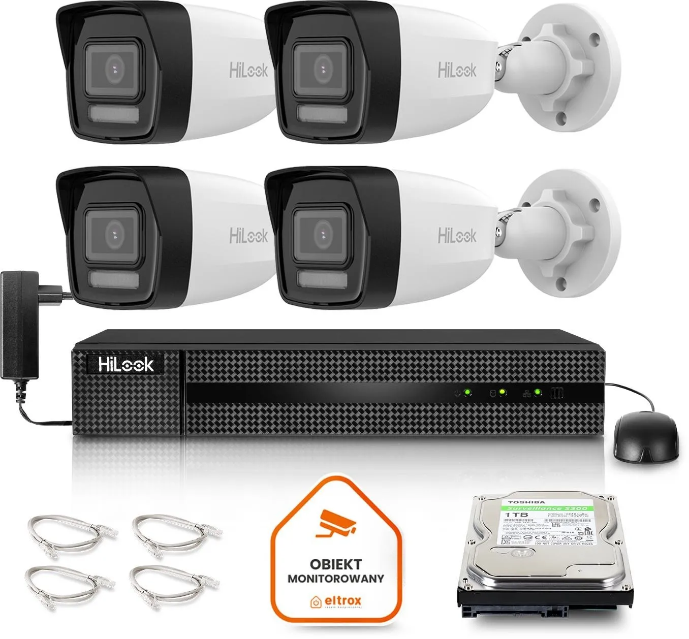 Zestaw monitoringu Hilook by Hikvision 4 kamer IP IPCAM-B6-30DL 6MP PoE