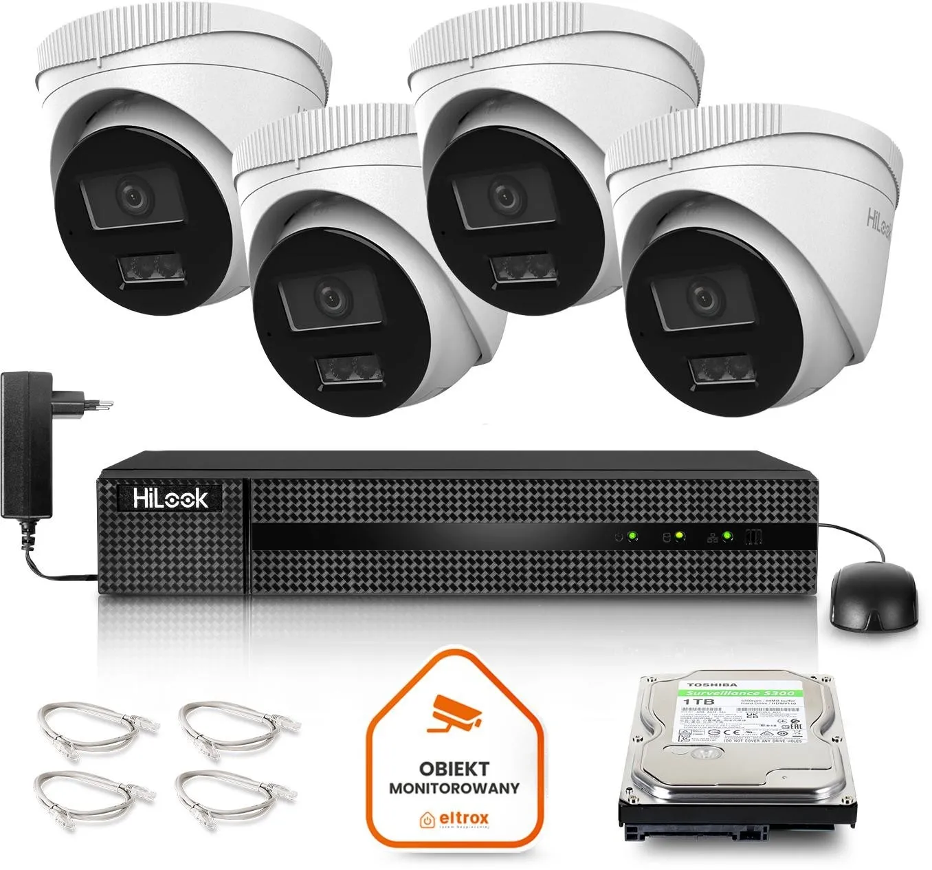 Zestaw monitoringu Hilook by Hikvision 4 kamer IP IPCAM-T6-30DL 6MP PoE