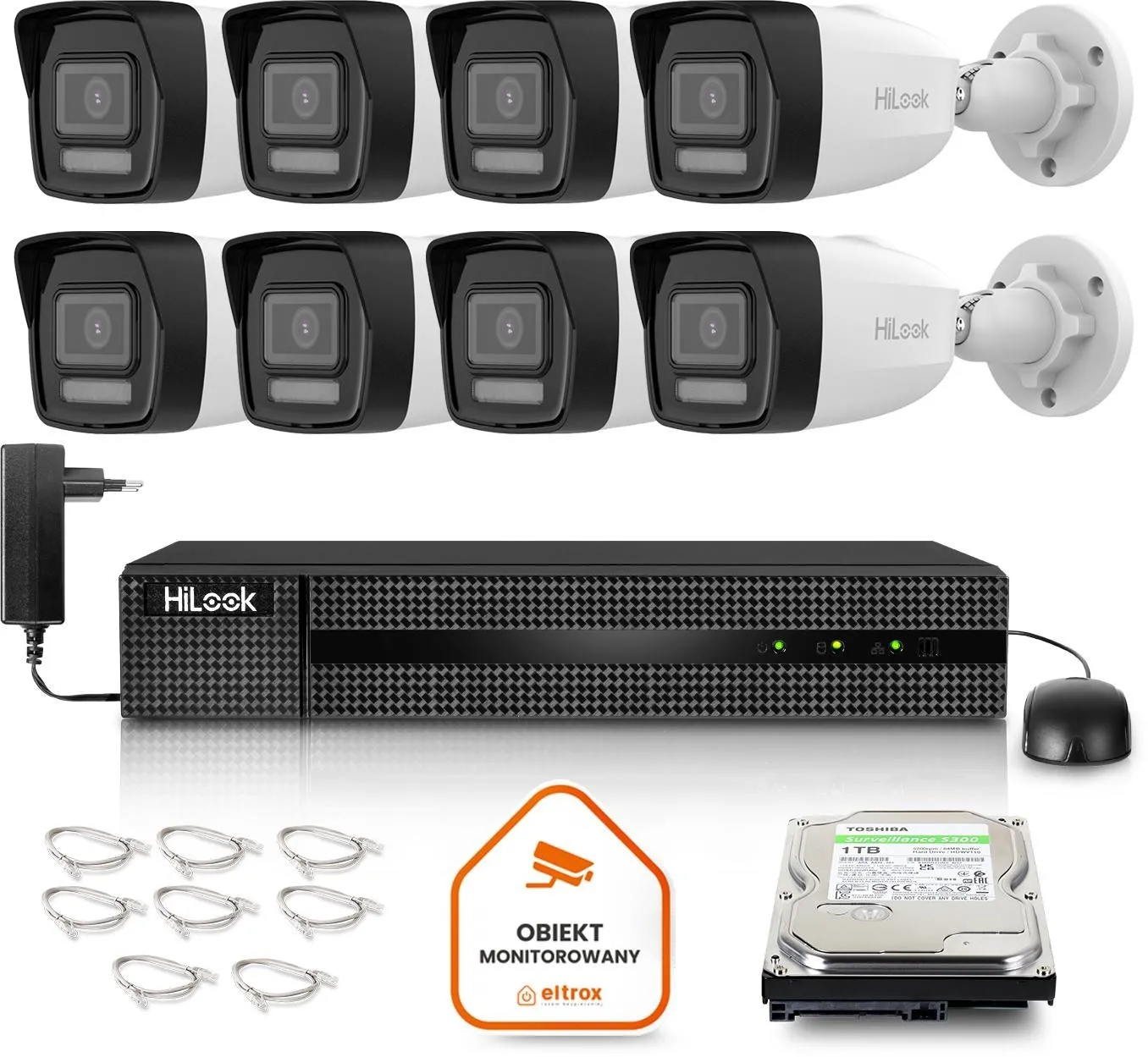 Zestaw monitoringu Hilook by Hikvision 8 kamer IP IPCAM-B6-30DL 6MP PoE
