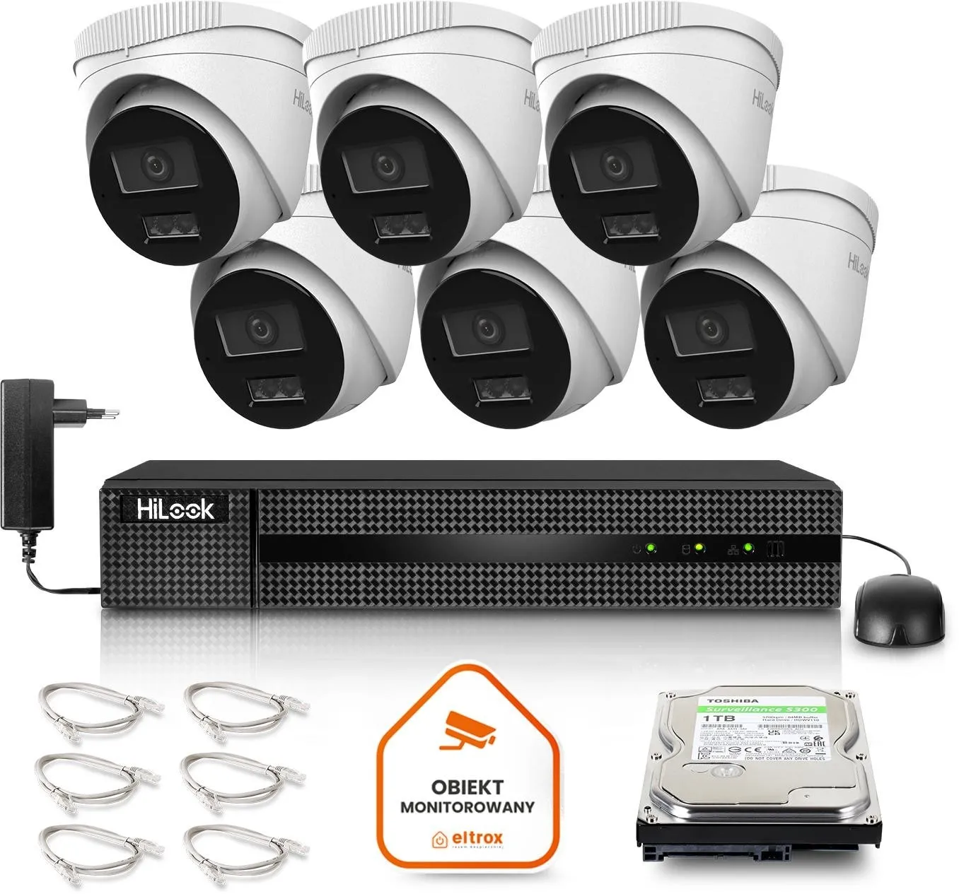 Zestaw monitoringu Hilook by Hikvision 6 kamer IP IPCAM-T6-30DL 6MP PoE