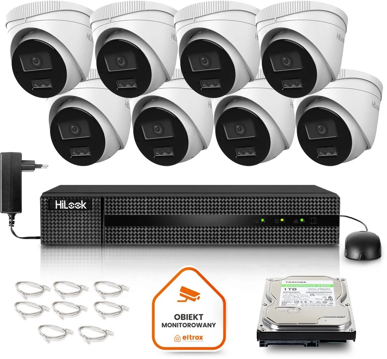 Zestaw monitoringu Hilook by Hikvision 8 kamer IP IPCAM-T6-30DL 6MP PoE