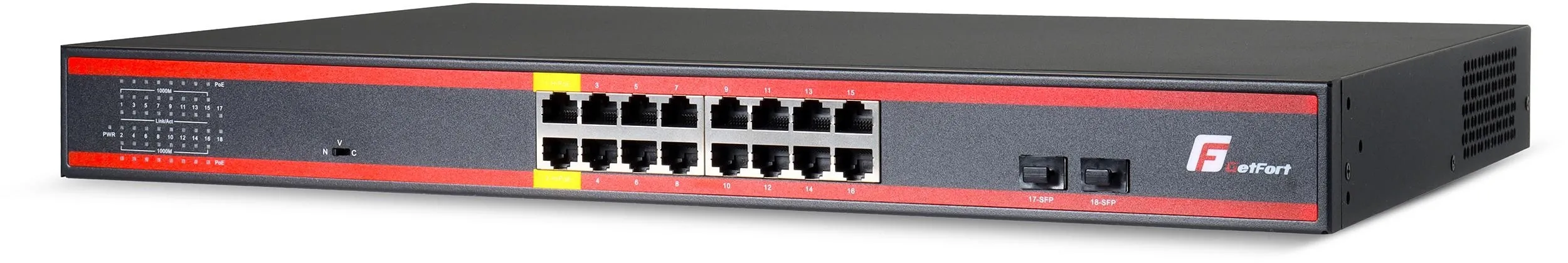 SWITCH POE GETFORT 16GE+2SFP Gigabit 300W