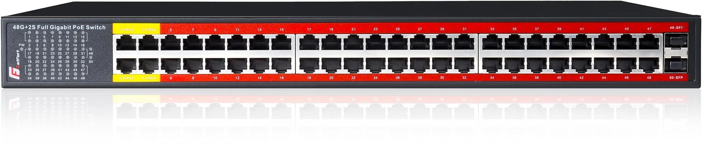 SWITCH POE GETFORT 48GE+2SFP Gigabit 800W