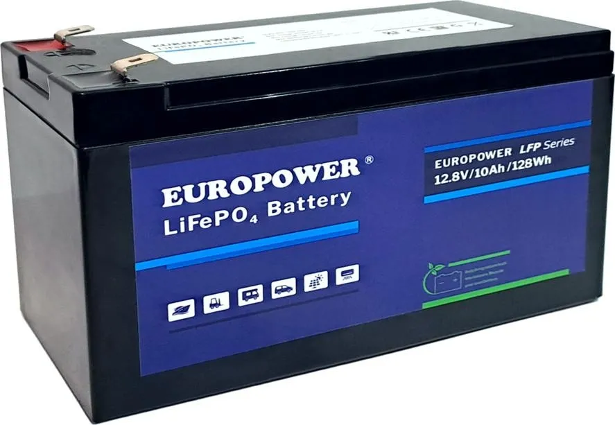 Akumulator LiFePO4 EUROPOWER serii LFP 12,8V 10Ah (Żywotność ~2000 cykli)