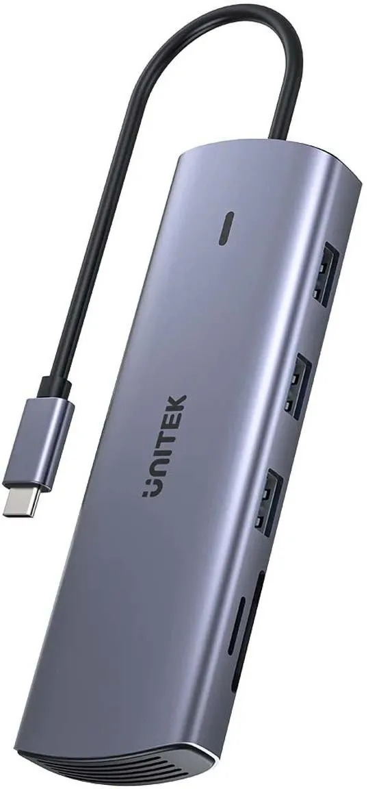 OUTLET_1: Unitek Hub 9w1 USB C Gigabit Ethernet HDMI VGA 3x USB A czytnik kart PD 100W