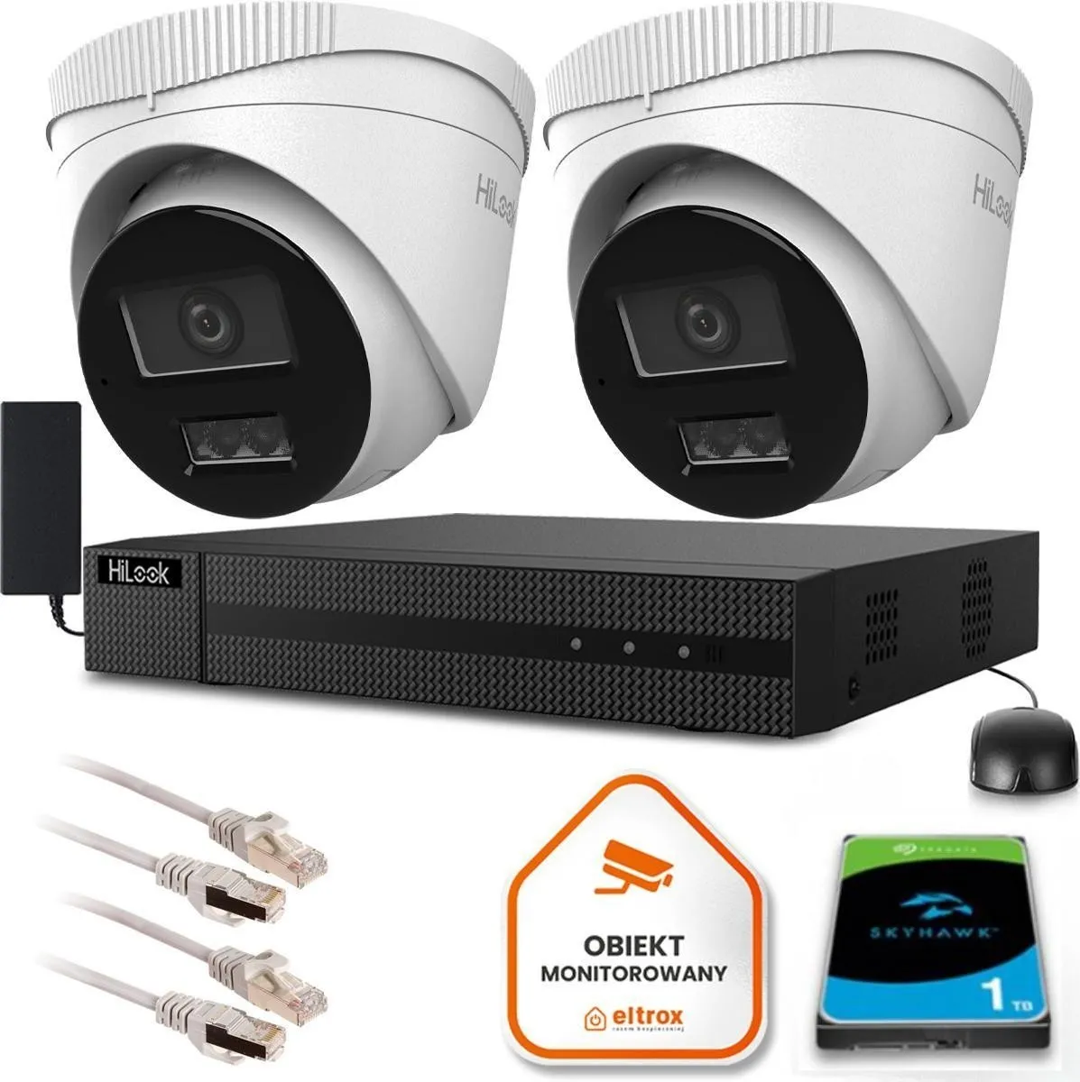Zestaw monitoringu Hilook 2 kamer IP IPCAM-T4-30DL dysk 1TB