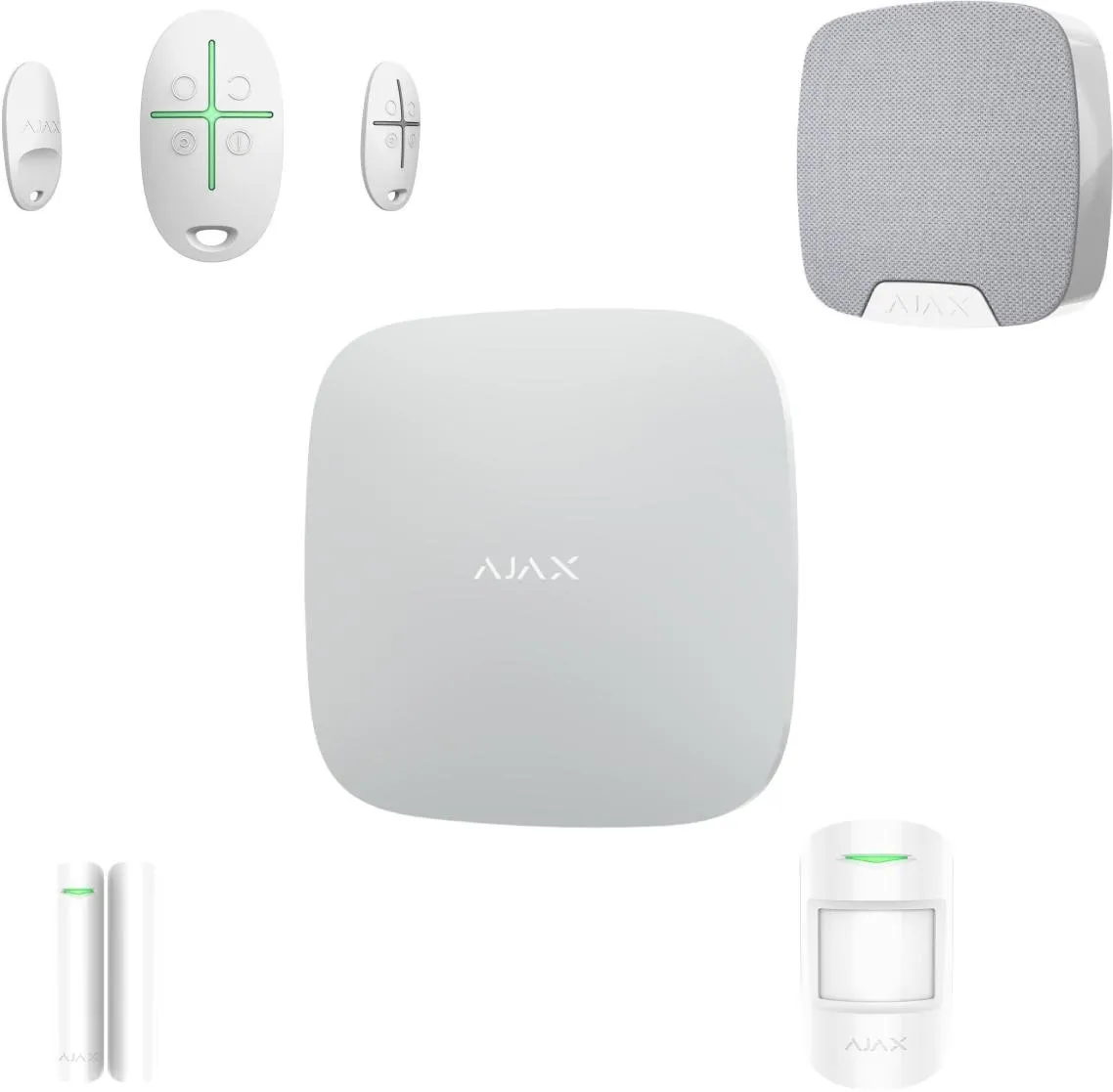 AJAX Zestaw Startowy: Hub + MotionProtect + DoorProtect + Home Siren + SpaceControl - white