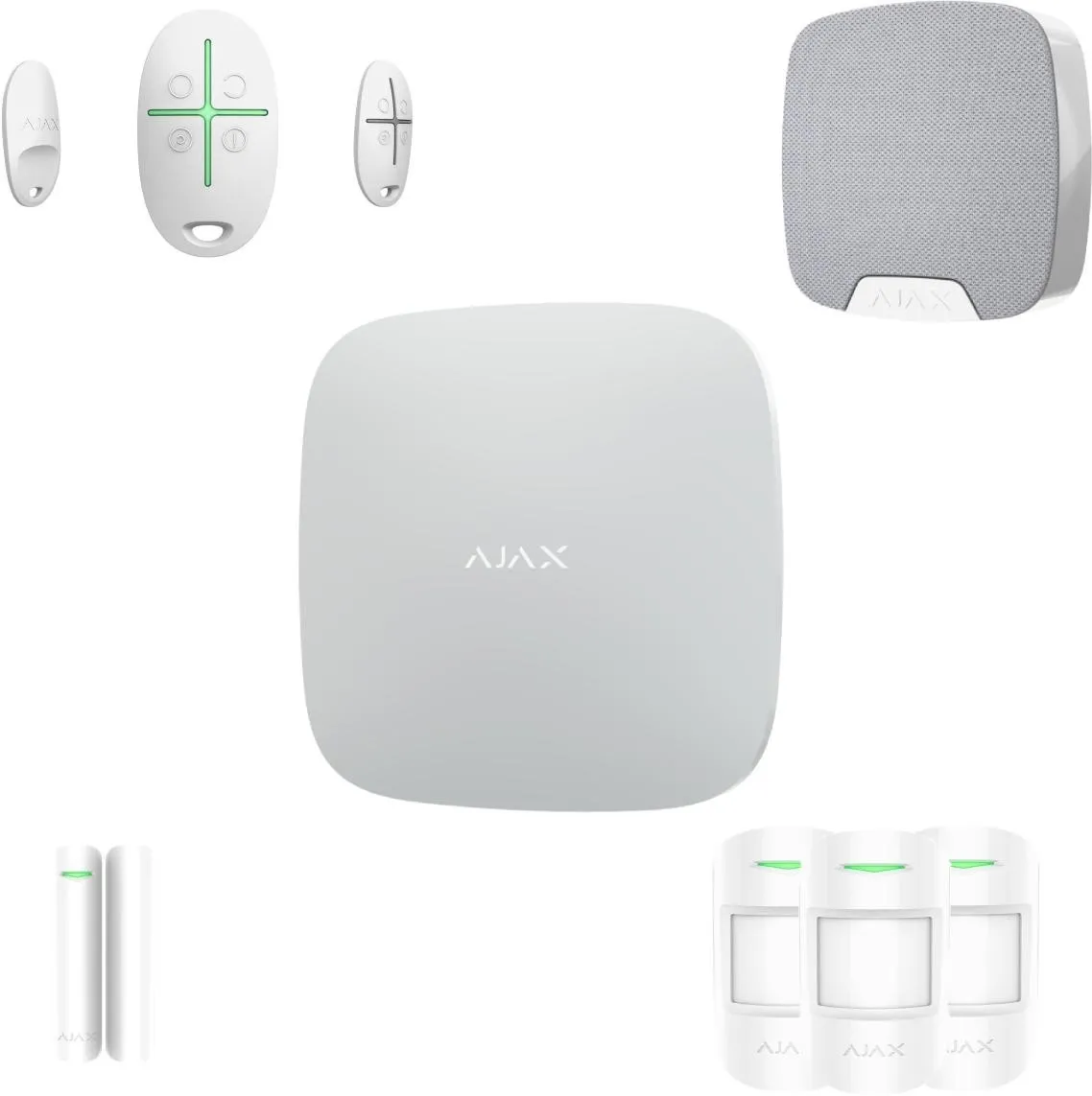 AJAX Zestaw Hub + 3x MotionProtect + DoorProtect + Home Siren + SpaceControl - white