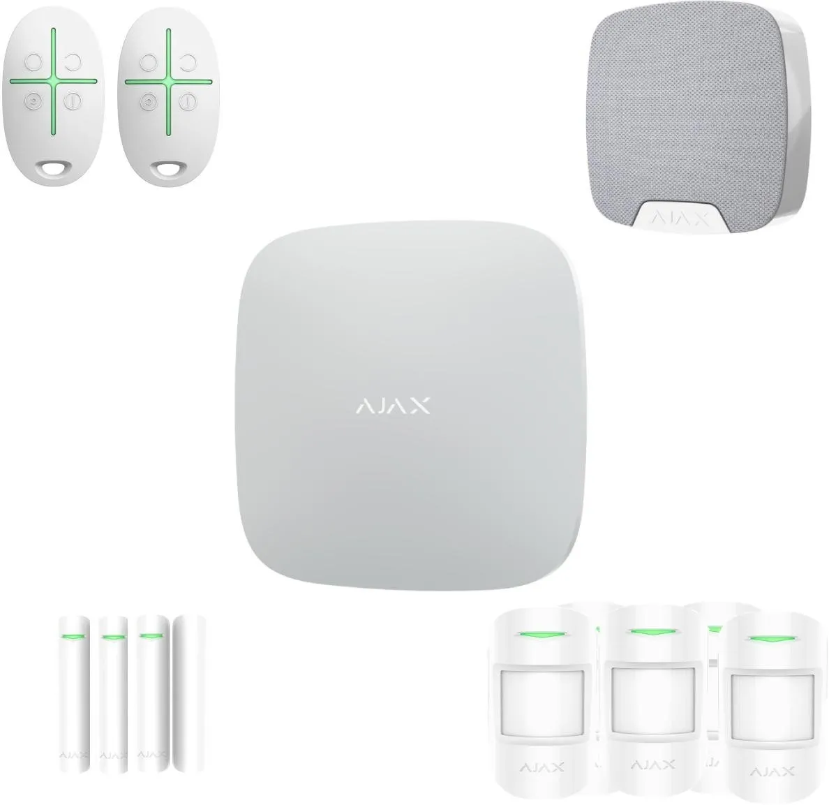 AJAX Zestaw: Hub + 5x MotionProtect + 3x DoorProtect + Home Siren + 2x SpaceControl - white