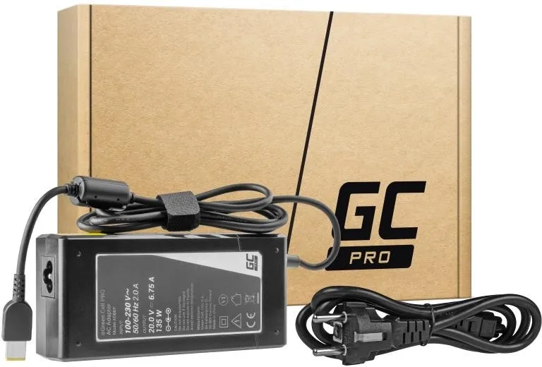 OUTLET_1: ZASILACZ ŁADOWARKA DO LAPTOPA LENOVO Green Cell PRO AD68P 20V 6,75A 135W Slim Tip