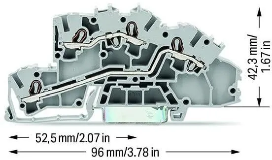 Złączka szynowa 2‑piętrowa 2,5mm2 L/L szara 2003‑7642 TOPJOBS 50szt