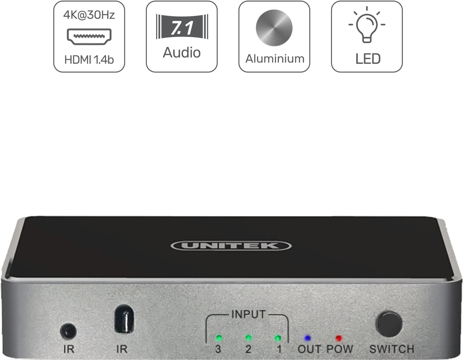Unitek Przełącznik sygnału HDMI 1.4b 3 IN-1 OUT 4K