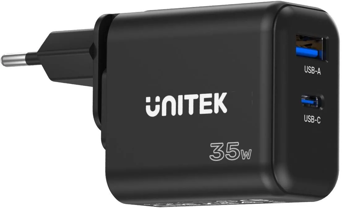 Ładowarka sieciowa Unitek GaN PD 35W USB-C + USB-A czarna