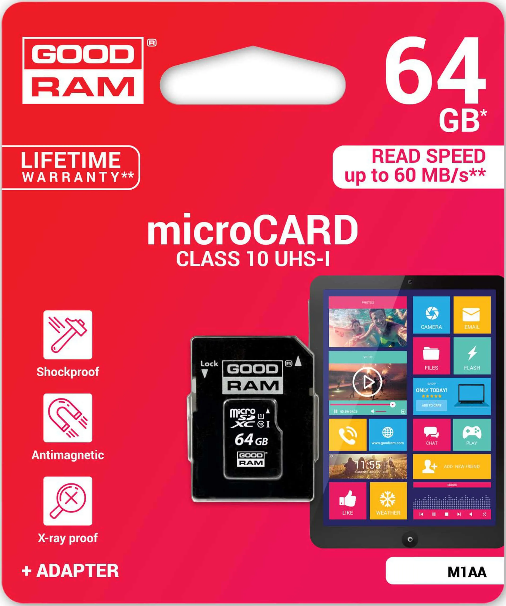 Karta pamięci micro SDXC 64GB GOODRAM klasa 10 UHS1 M1AA-0640R11