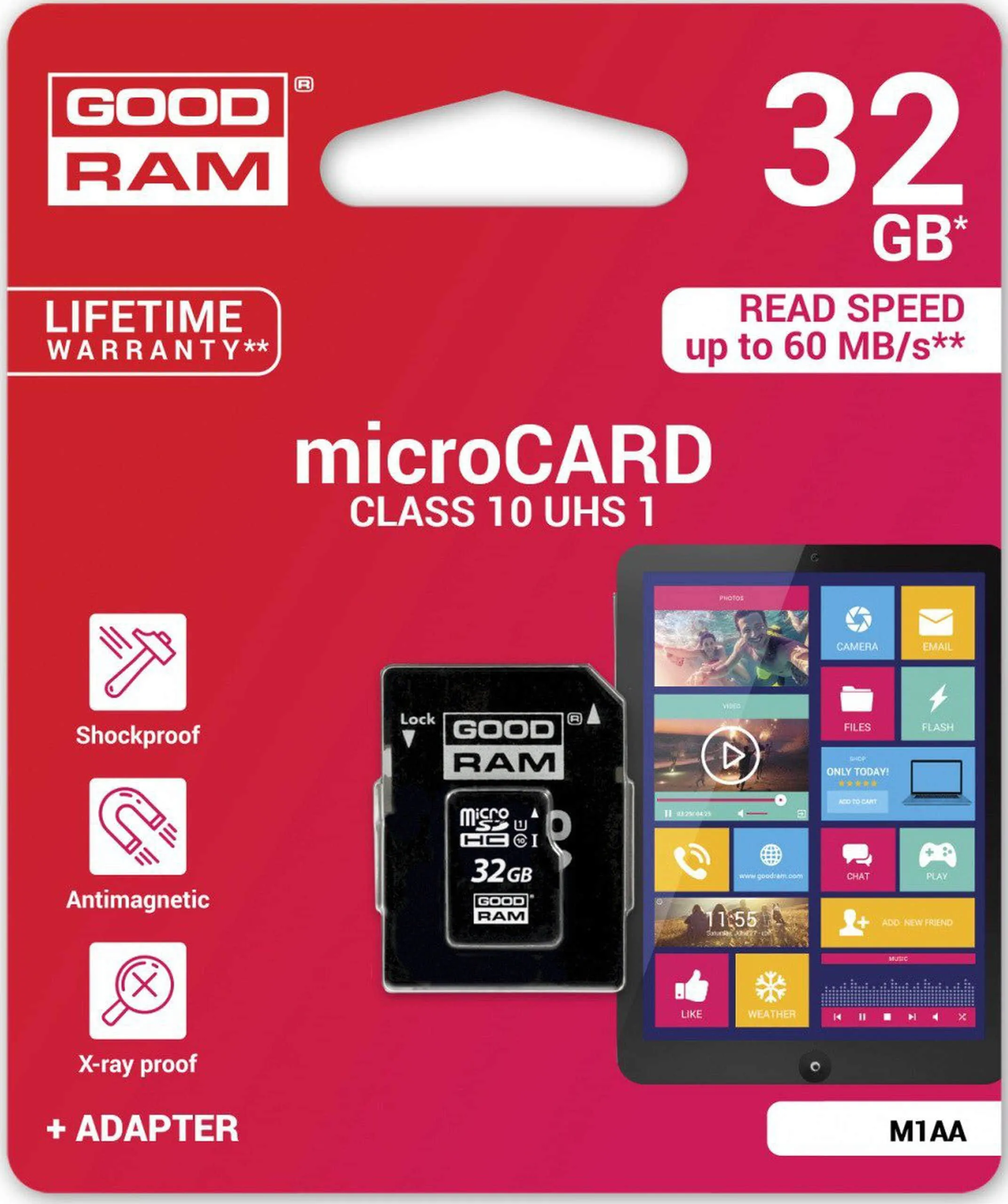 Karta pamięci micro SDHC 32GB GOODRAM klasa 10 UHS1 M1AA-0320R11