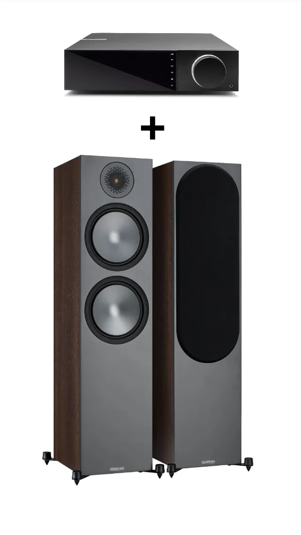 PROMO Zestaw kolumn Monitor Audio Bronze 500 + wzmacniacz strumieniowy Cambridge EVO 75 Kolor: Orzech
