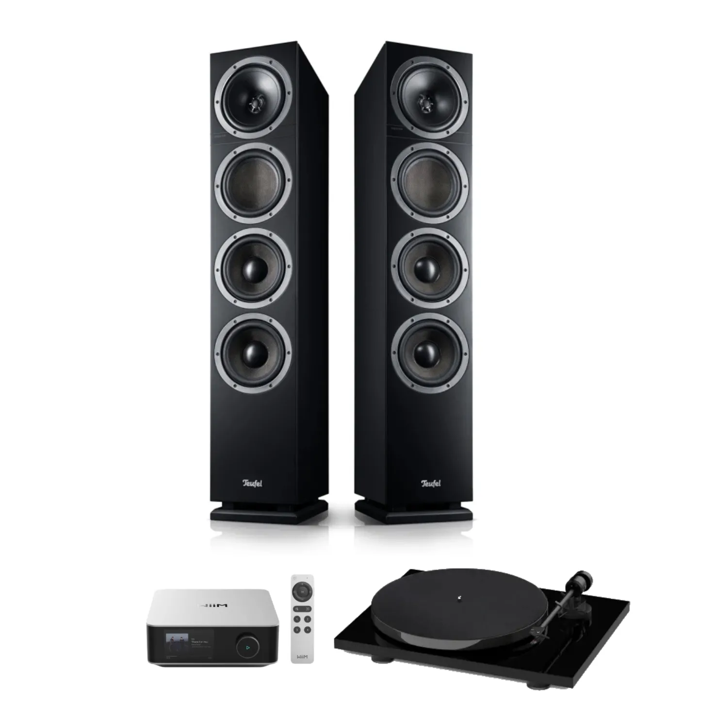 Teufel Theater 500 + WiiM Amp Ultra + Pro-Ject E1 Phono czarny