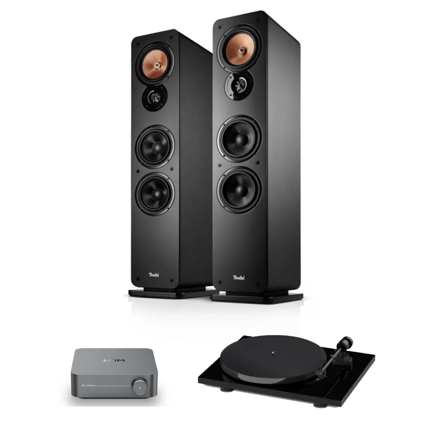 Teufel Ultima 40 MK4 + WiiM Amp Pro + Pro-Ject E1 Phono czarny