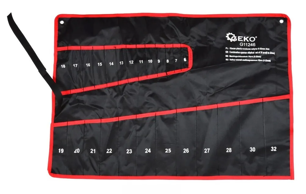 Pokrowiec na klucze płasko-oczkowe Płachta 25el. 6-32mm GEKO