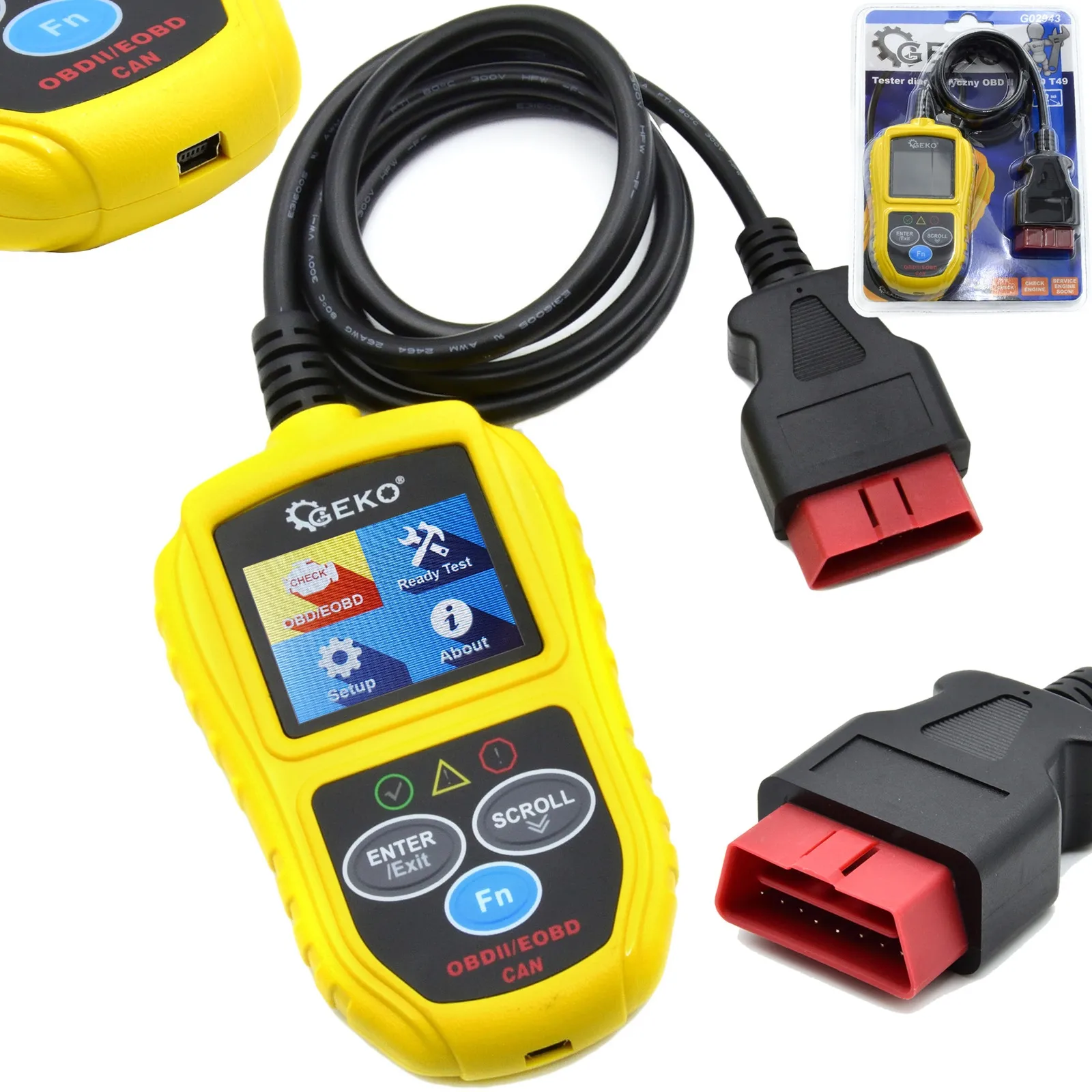 Tester Diagnostyczny Skaner Interfejs OBD II / EOBD T49 GEKO