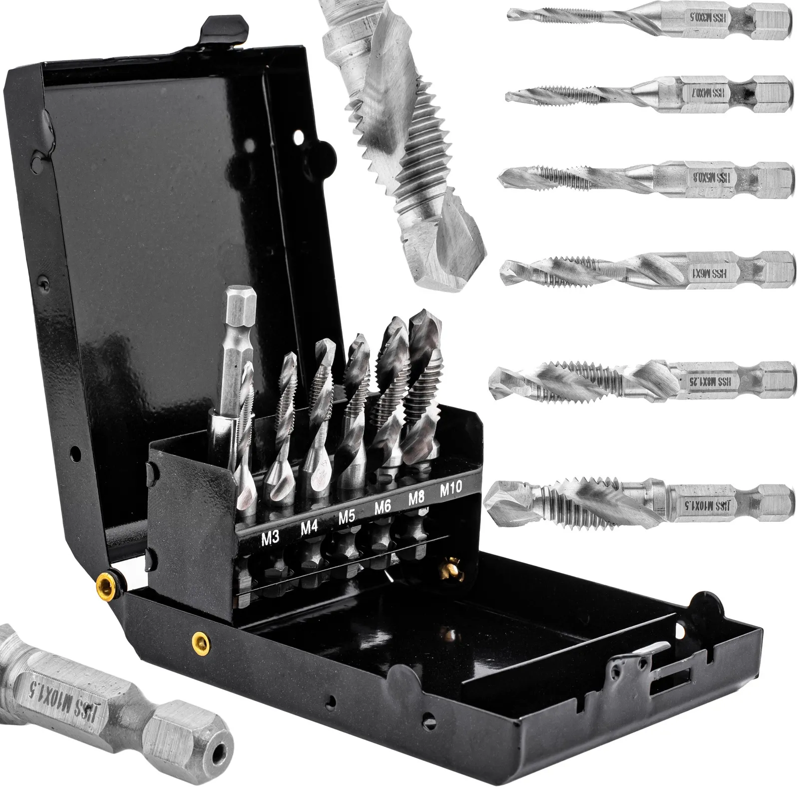 Zestaw wierteł gwintujących M3-M10 HSS 6szt SILVER