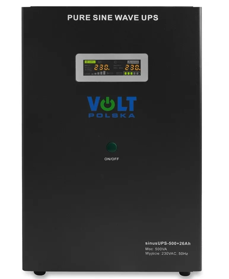 Przetwornica napięcia SINUSUPS-500 (12V/230V/500W) + Akumulator 26Ah VOLT POLSKA