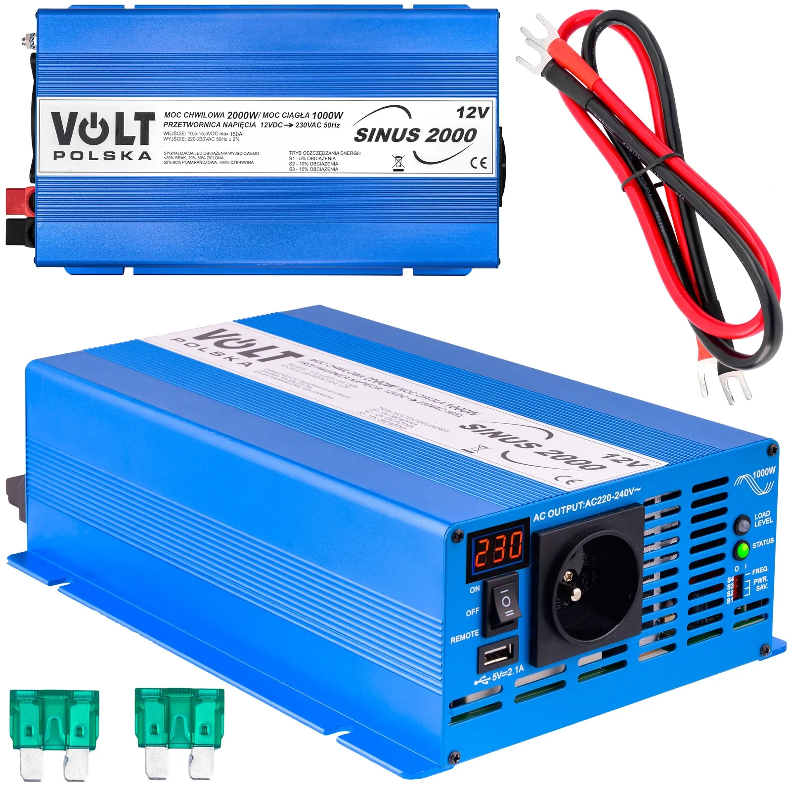 Przetwornica napięcia SINUS 2000 ECO (12V/230V)(2000/1000W) VOLT POLSKA