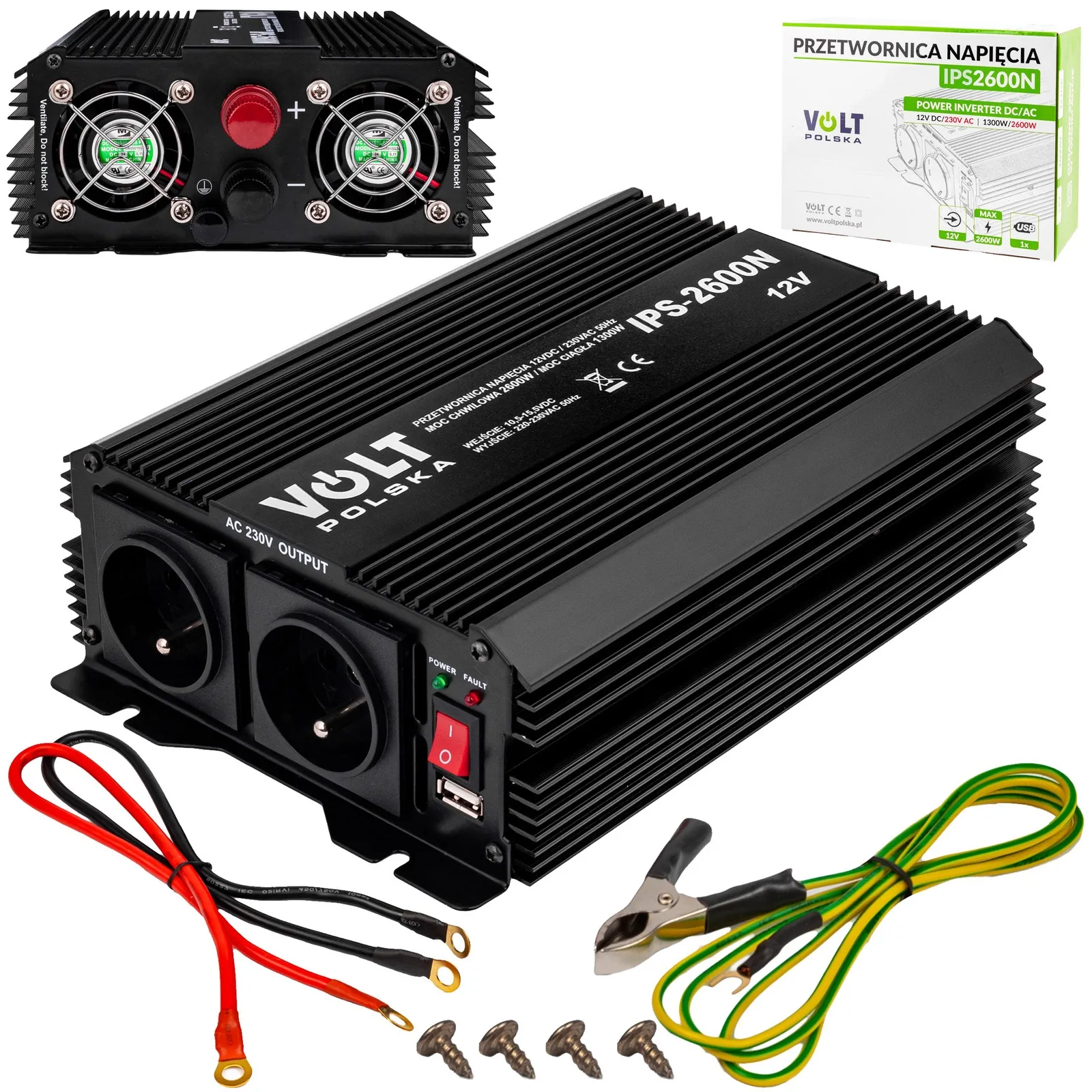 Przetwornica napięcia prądu IPS-2600N (12V/230V/2600W) VOLT POLSKA