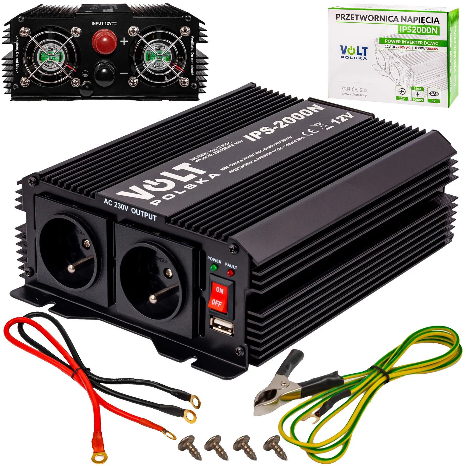 Przetwornica napięcia prądu IPS-2000N (12V/230V/2000W) VOLT POLSKA