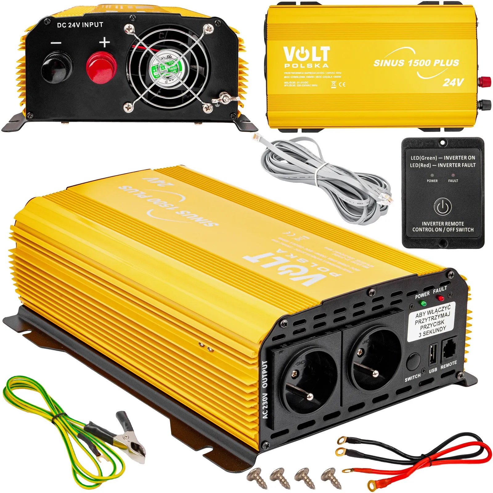 Przetwornica napięcia prądu SINUS 1500 PLUS (24V/230V 1000/1500W) VOLT POLSKA