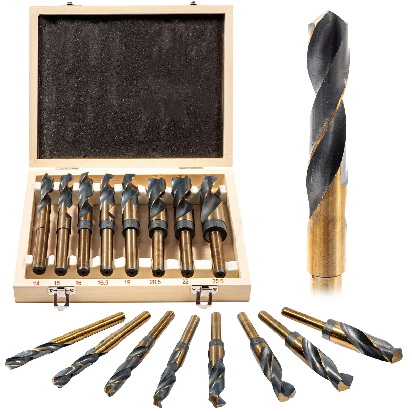 Wiertła NWKa HSS kobaltowe do metalu drewna 8 el SILVER