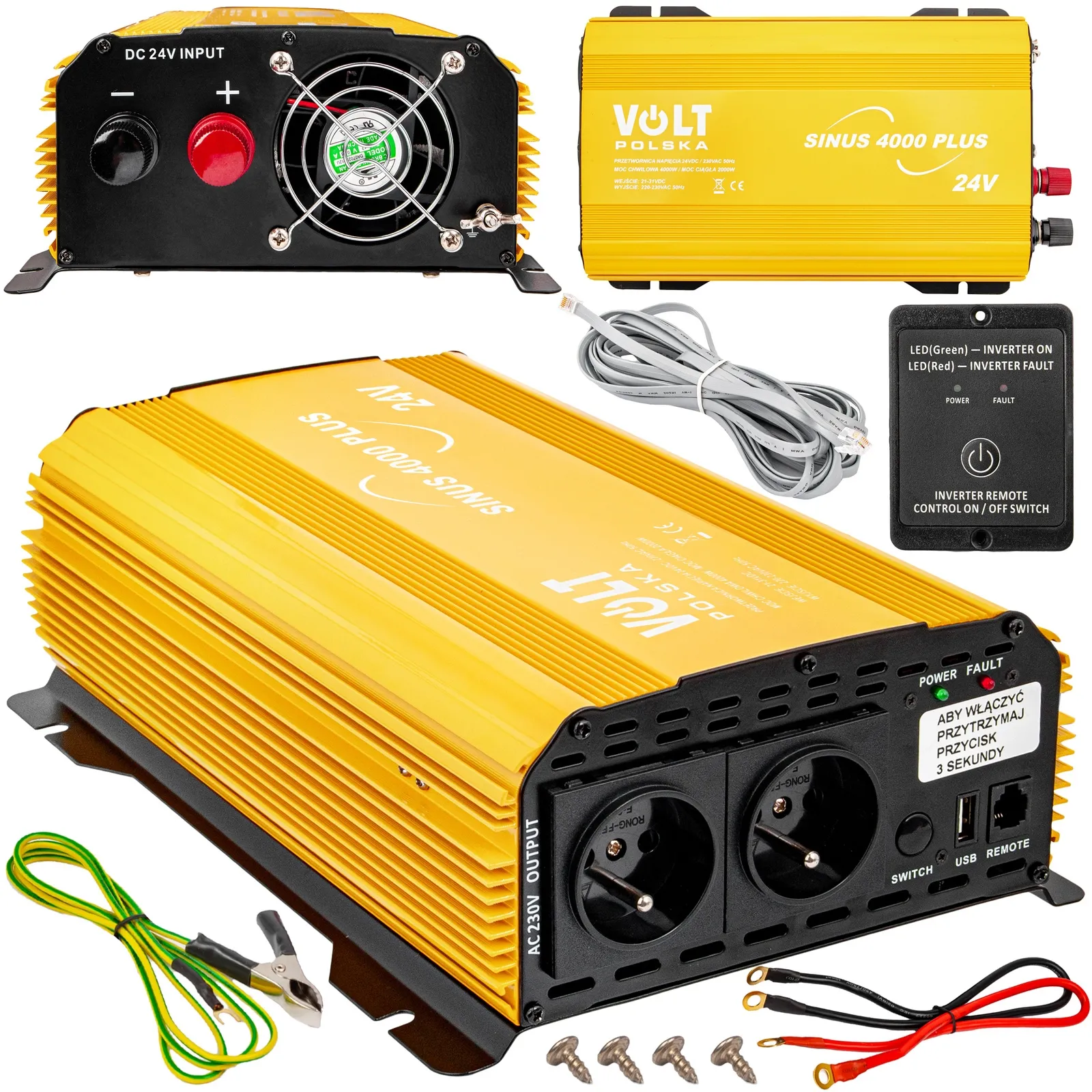 Przetwornica napięcia prądu SINUS 4000 PLUS (24V/230V 2000/4000W) VOLT POLSKA