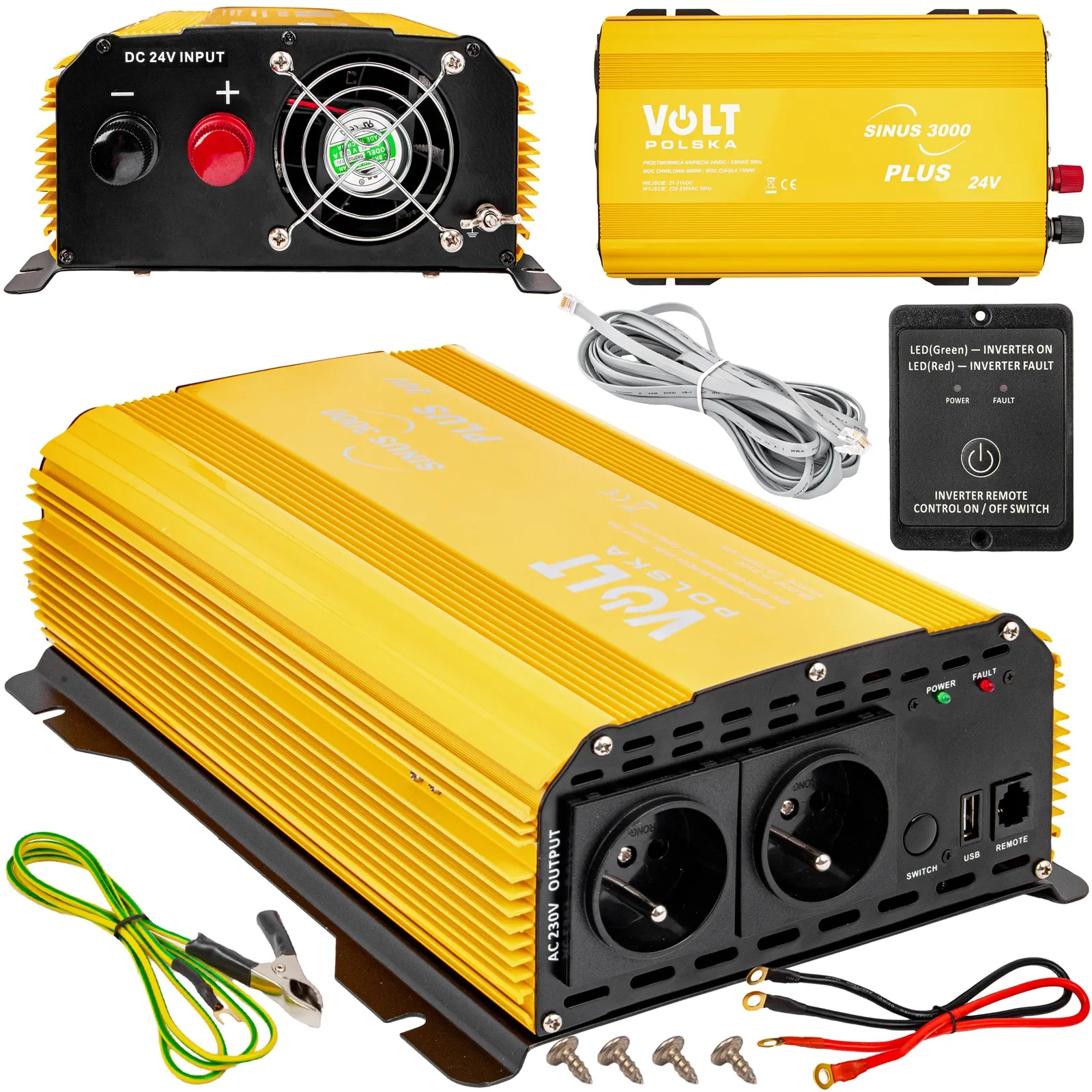 Przetwornica napięcia prądu SINUS 3000 PLUS (24V/230V 1500/3000W) VOLT POLSKA