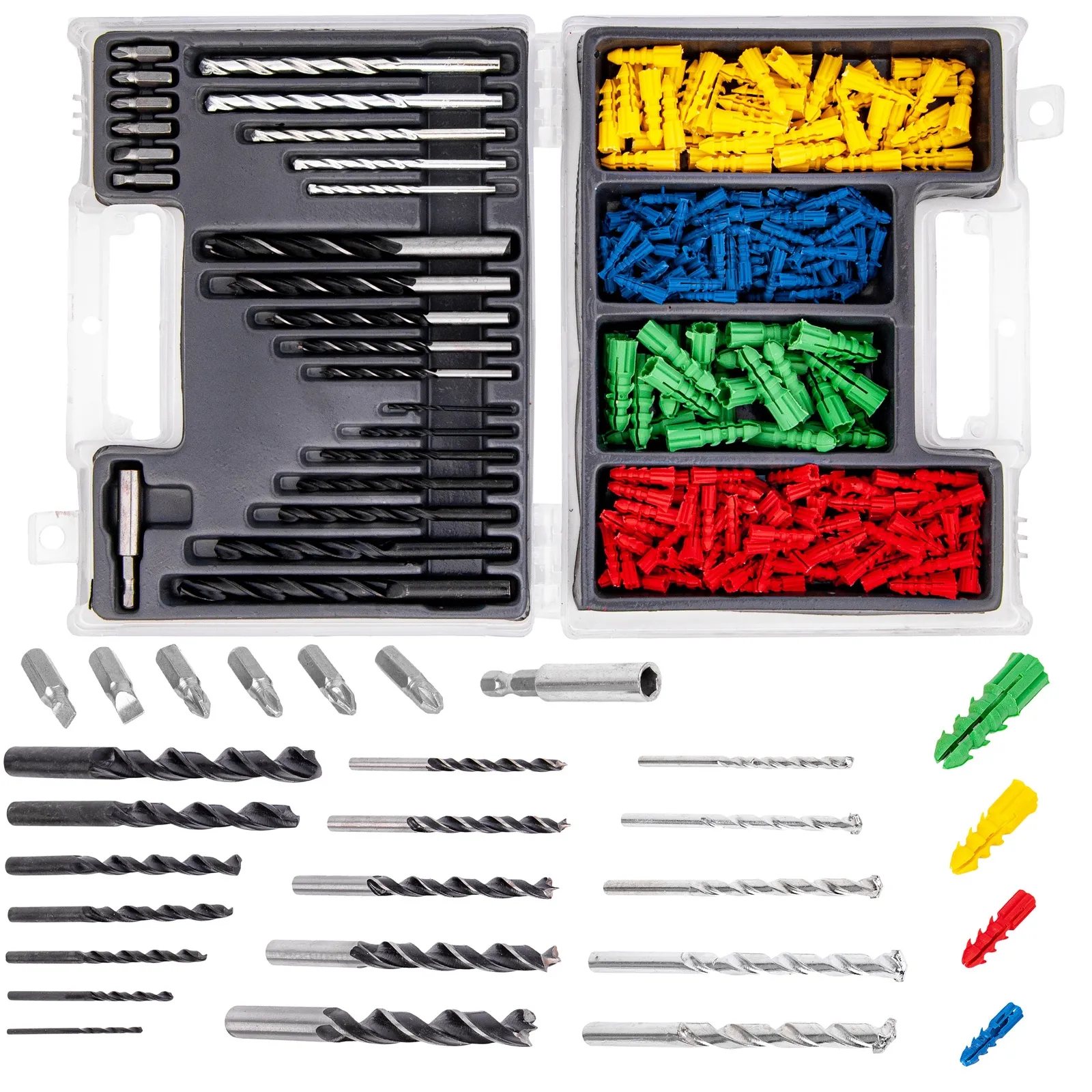 Zestaw wierteł kołków rozporowych i bitów 300 el BEAST