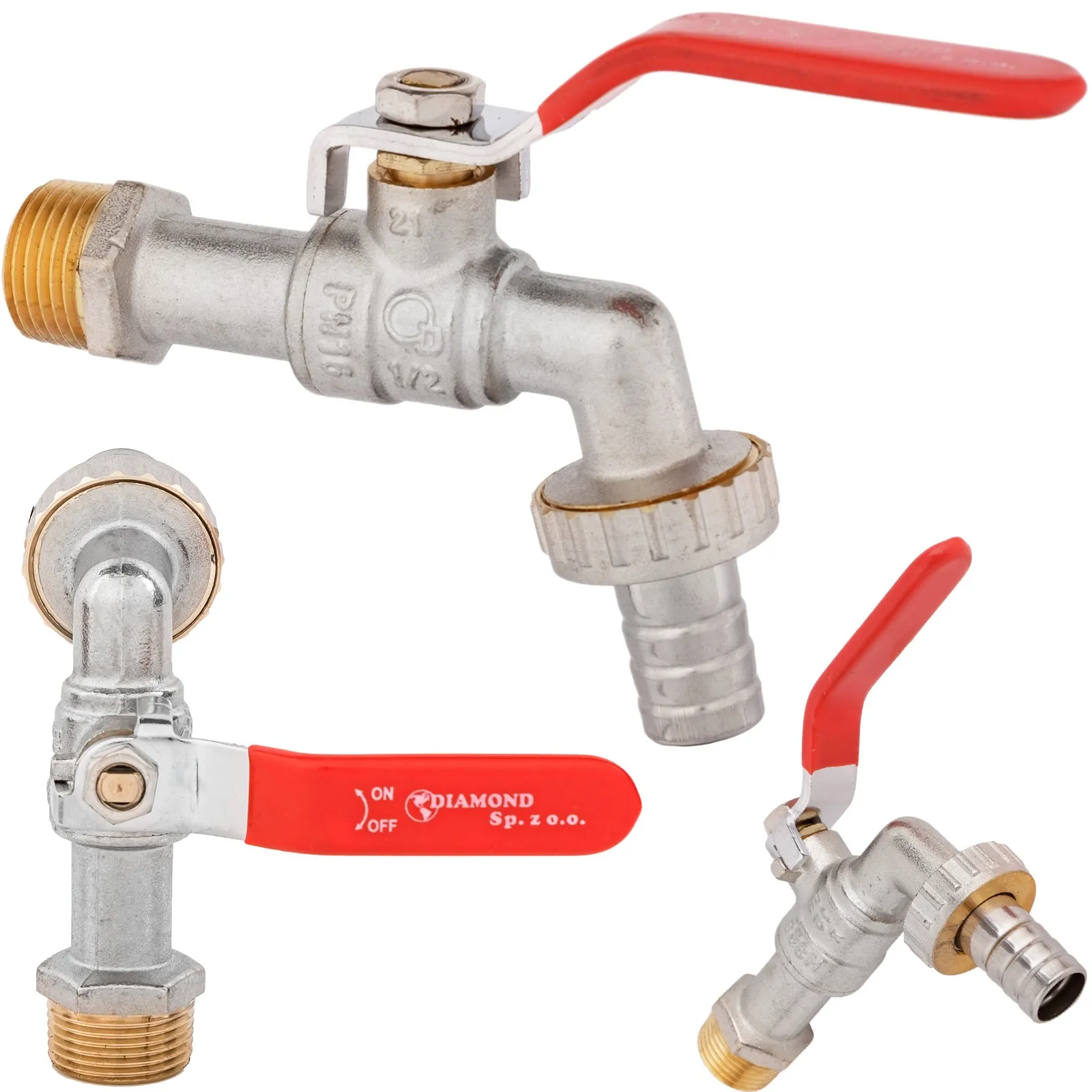 Zawór kulowy czerpalny 1/2" z przyłączem węża DIAMOND