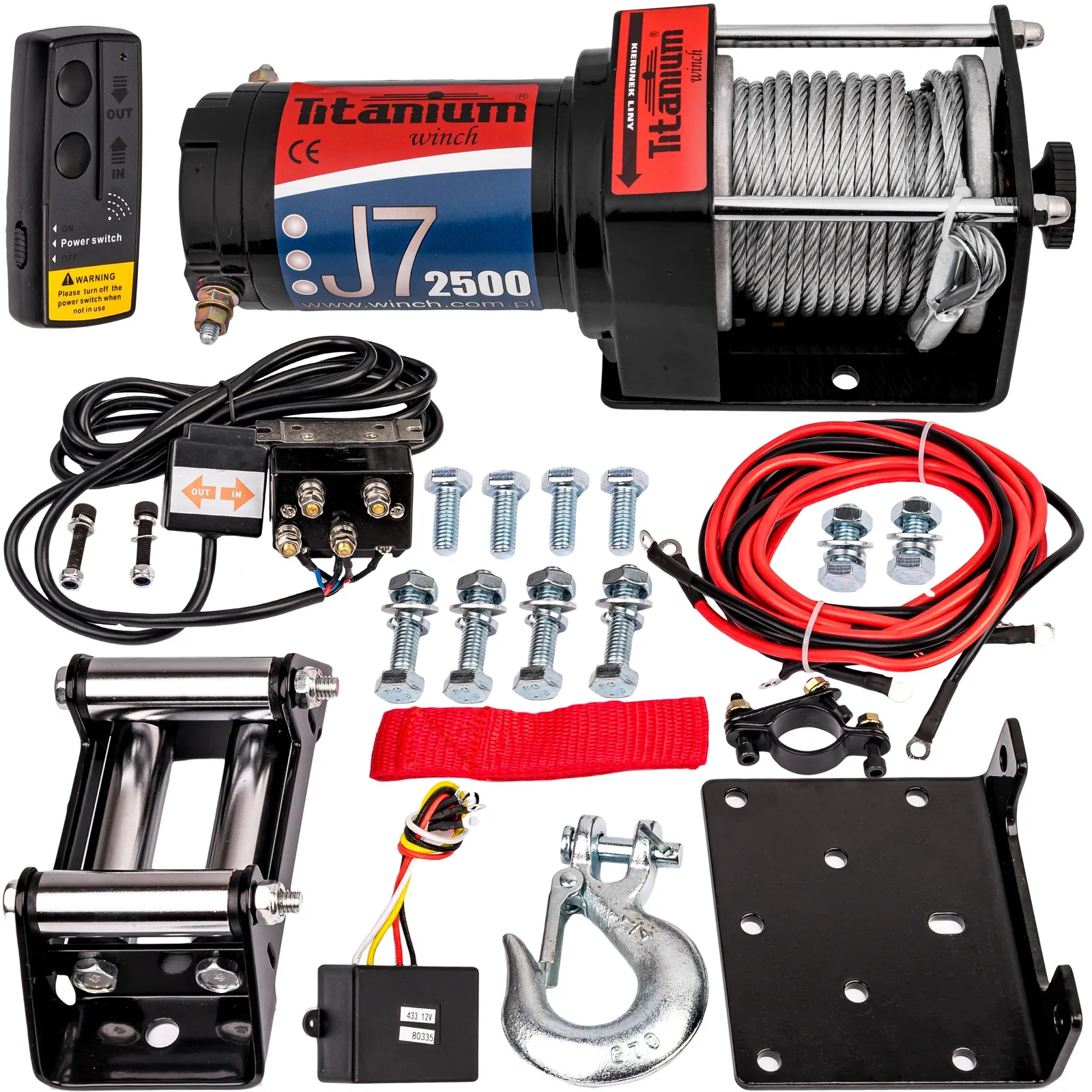 Wyciągarka elektryczna 2500 LBS J8 ślizg Titanium Winch