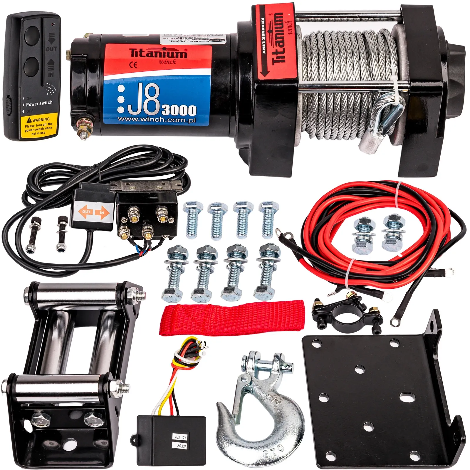 Wyciągarka elektryczna 3000 LBS ATV J8 Titanium Winch