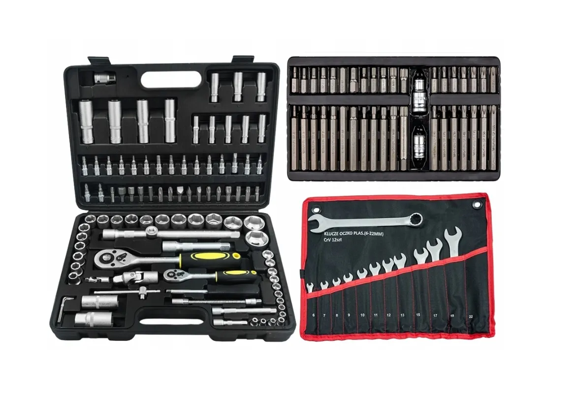 Zestaw Klucze Nasadowe 94el + Bity Torx 40el YATO + Płasko-oczkowe 12el