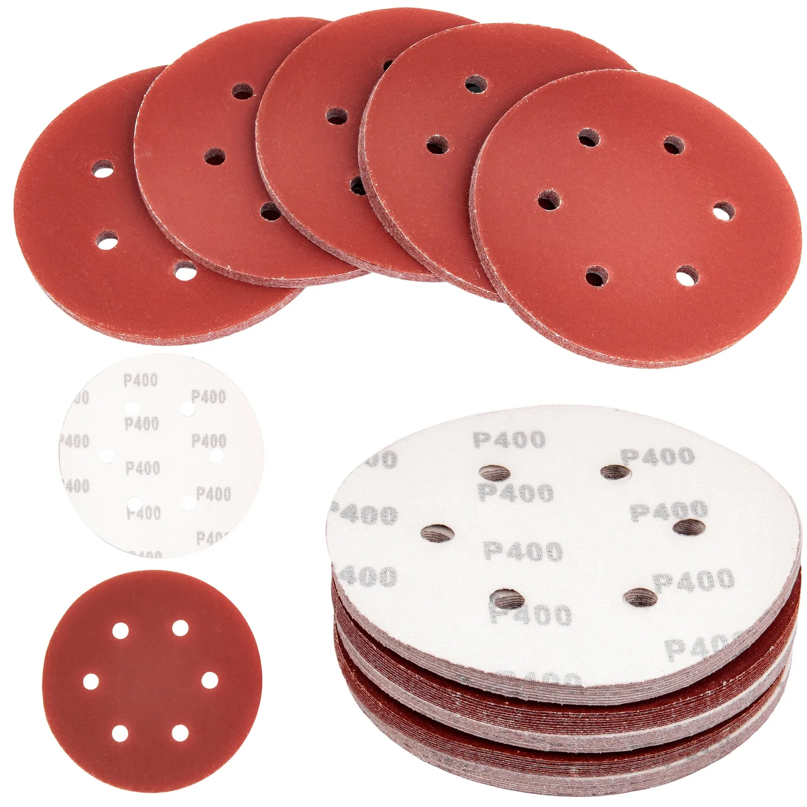 Papier ścierny na rzep krążek dysk z dziurami 150mm P400 50szt SILVER