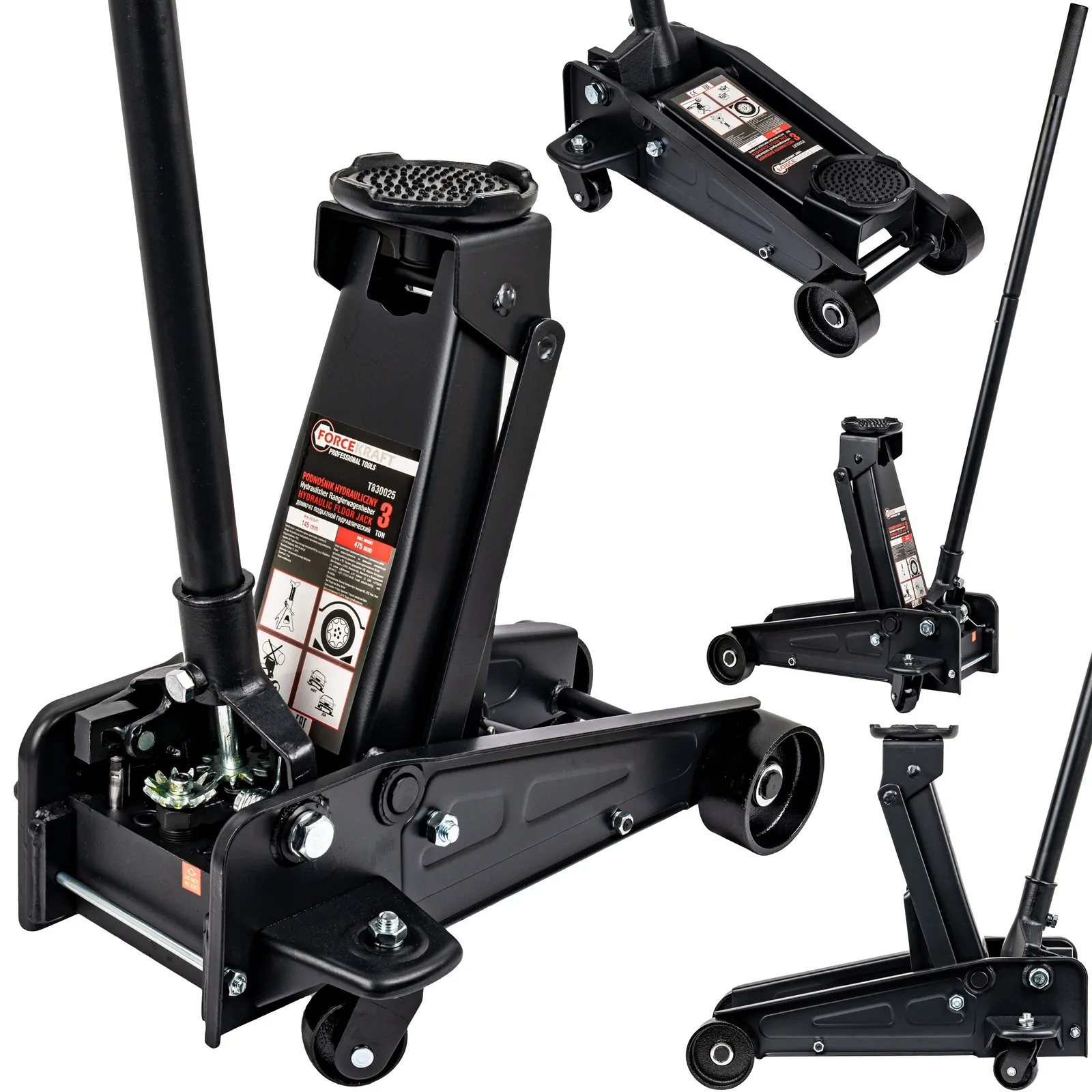 Podnośnik samochodowy hydrauliczny niskoprofilowy 3T 2 x tłok + kobyłki 3T TRADE HOUSE