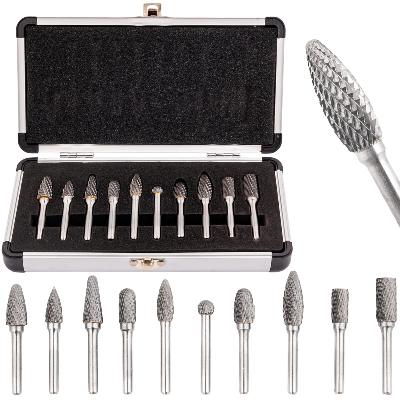 Frezy trzpieniowe do metalu pilniki 10 szt. z węglika wolframu FALON-TECH