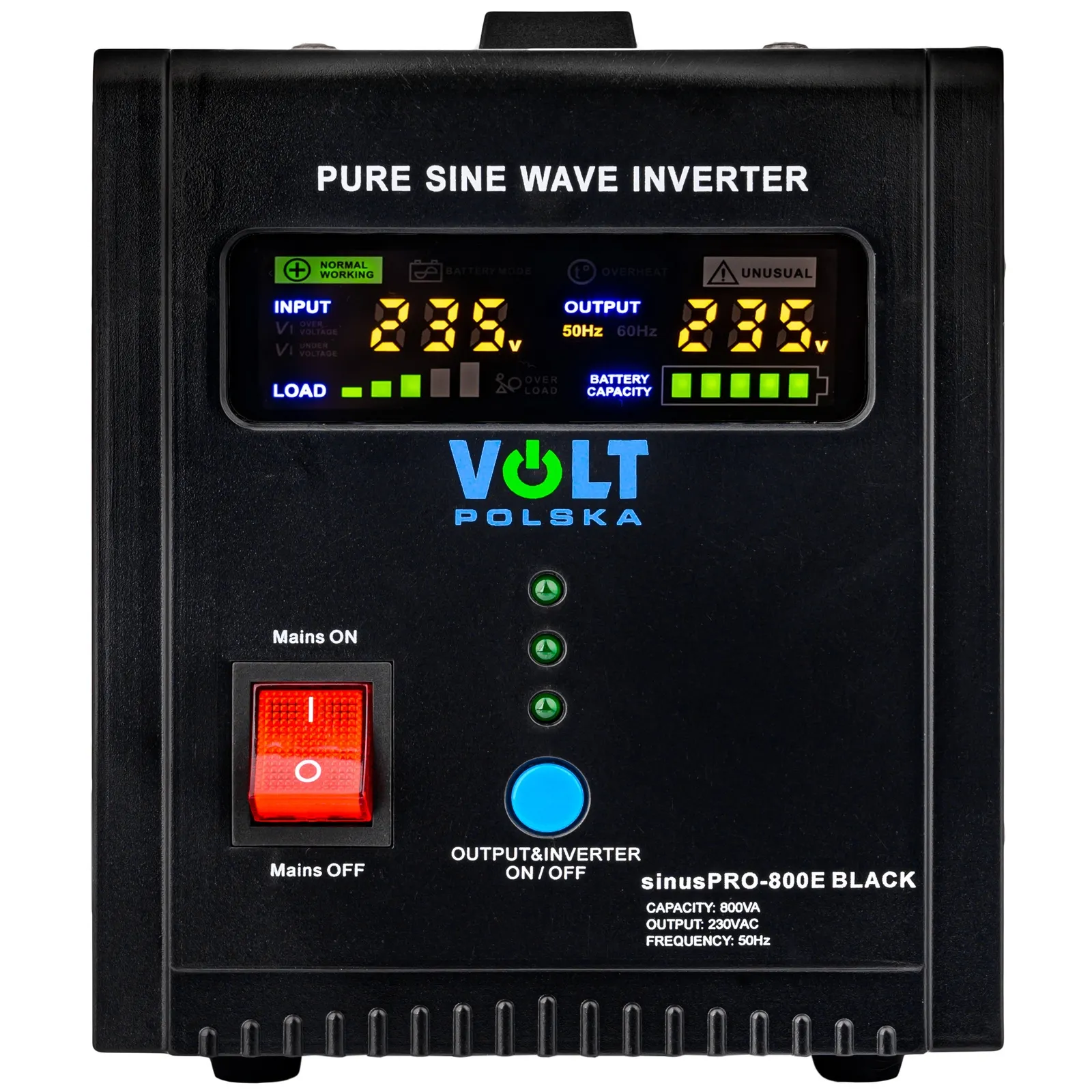 Zestaw przetwornica napięcia awaryjne zasilanie ups sinuspro-800E 12v/230/800w + akumulator żelowy 100Ah - VOLT POLSKA