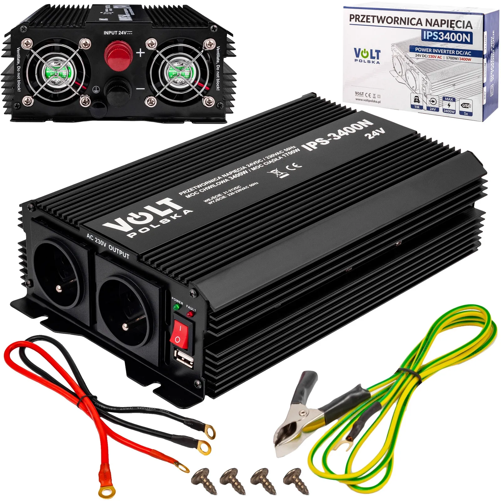 Przetwornica napięcia prądu IPS-3400N (24V/230V/3400W) VOLT POLSKA