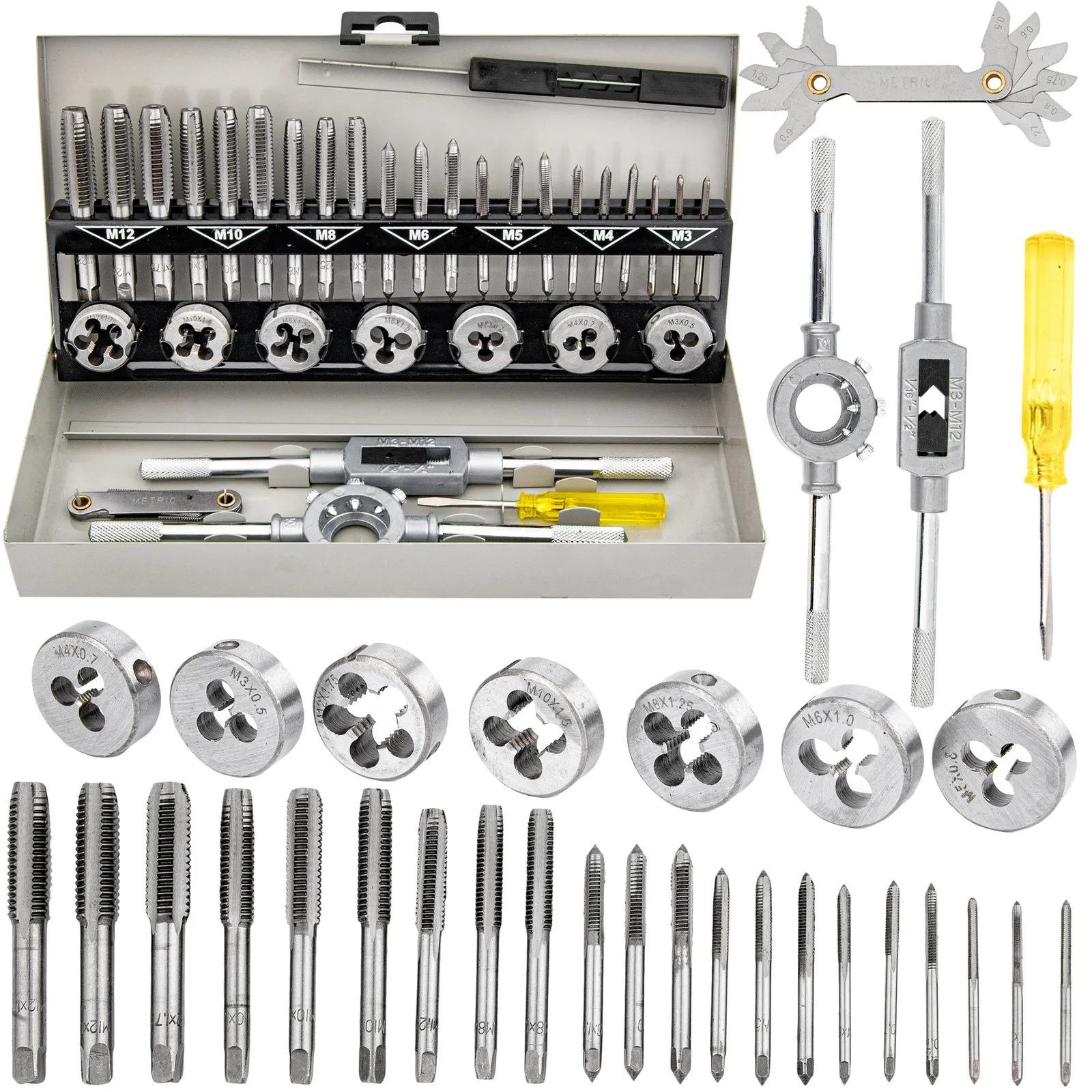 Zestaw narzynki gwintowniki kalibrowniki M3-M12 32 el TRADE HOUSE