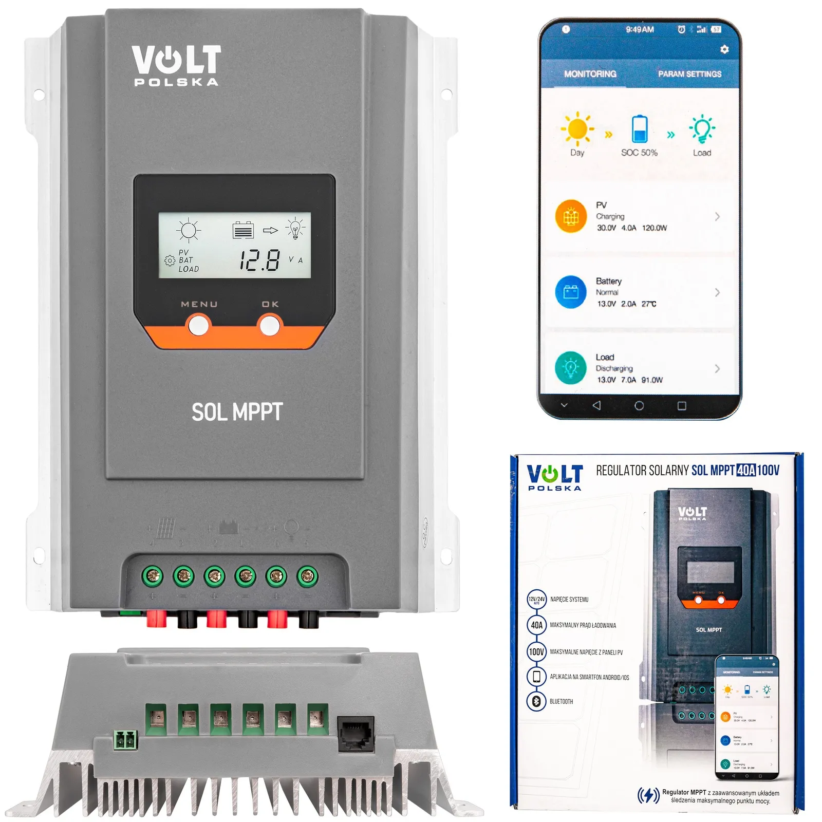 Regulator napięcia paneli fotowoltaicznych 40A 150V 24/48V MPPT z Panelem LCD VOLT POLSKA