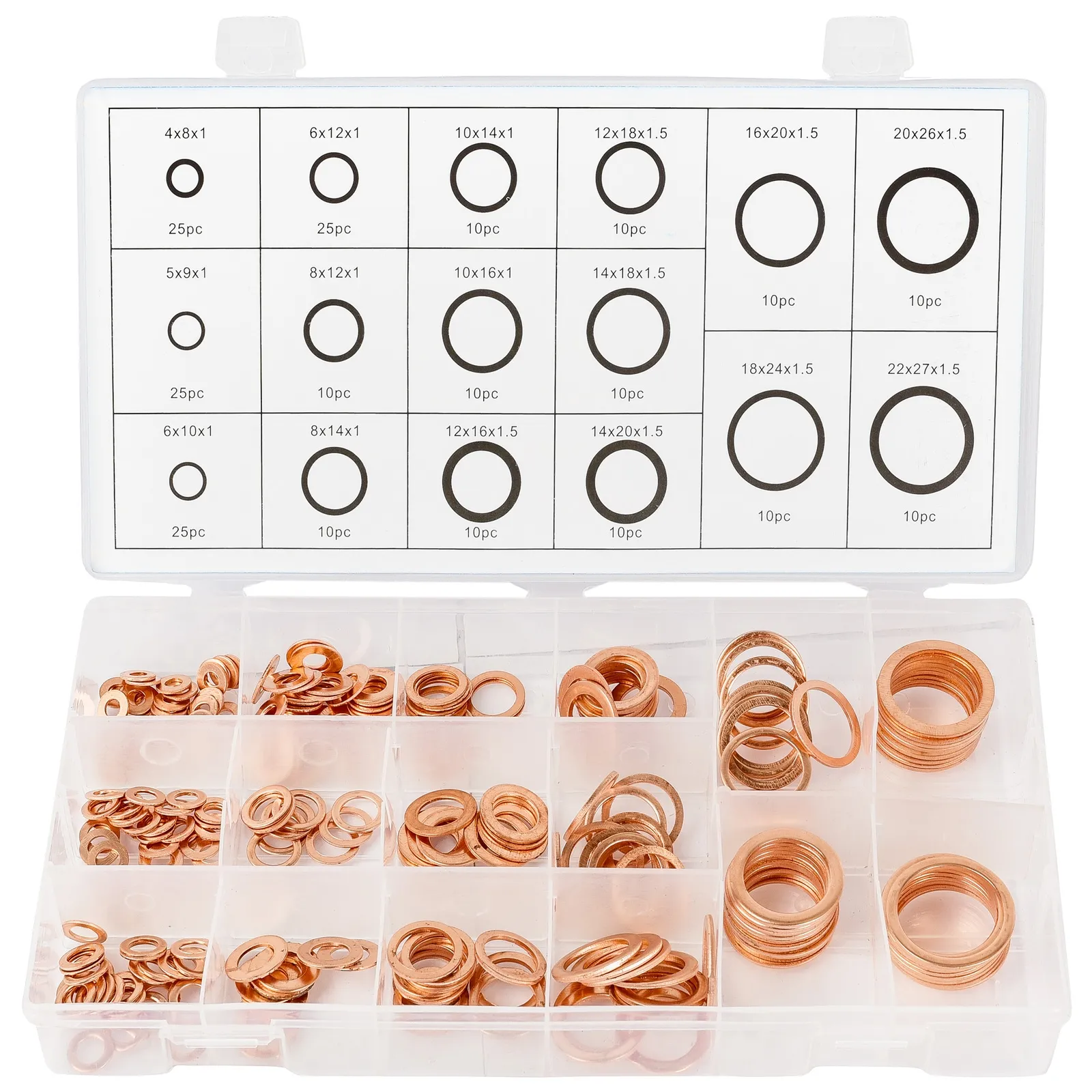 Podkładki miedziane uszczelki 220 sztuk GEKO