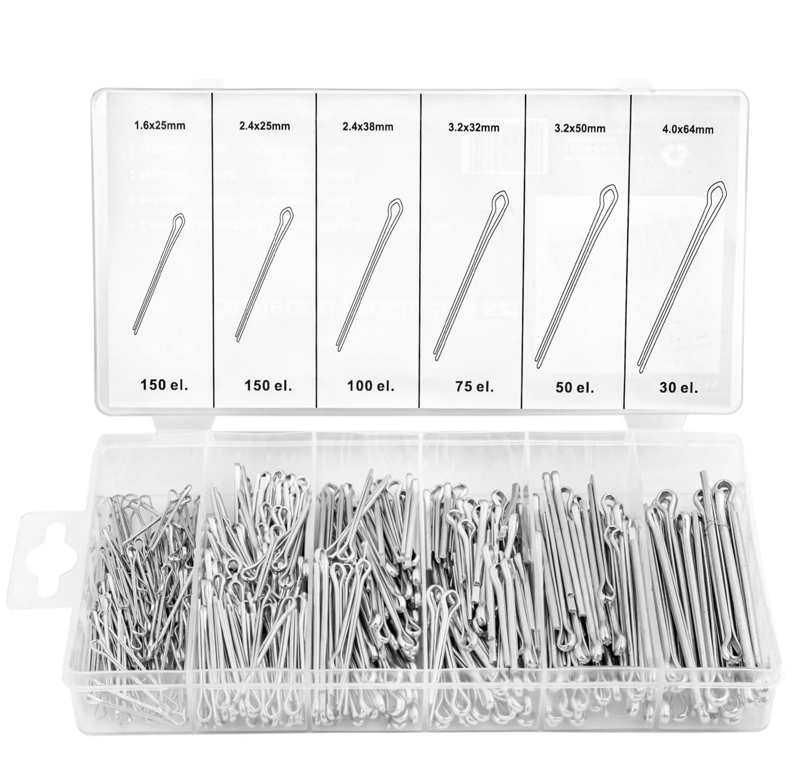 Zestaw zawleczek przetyczek zawleczki 555 sztuk spinek GEKO