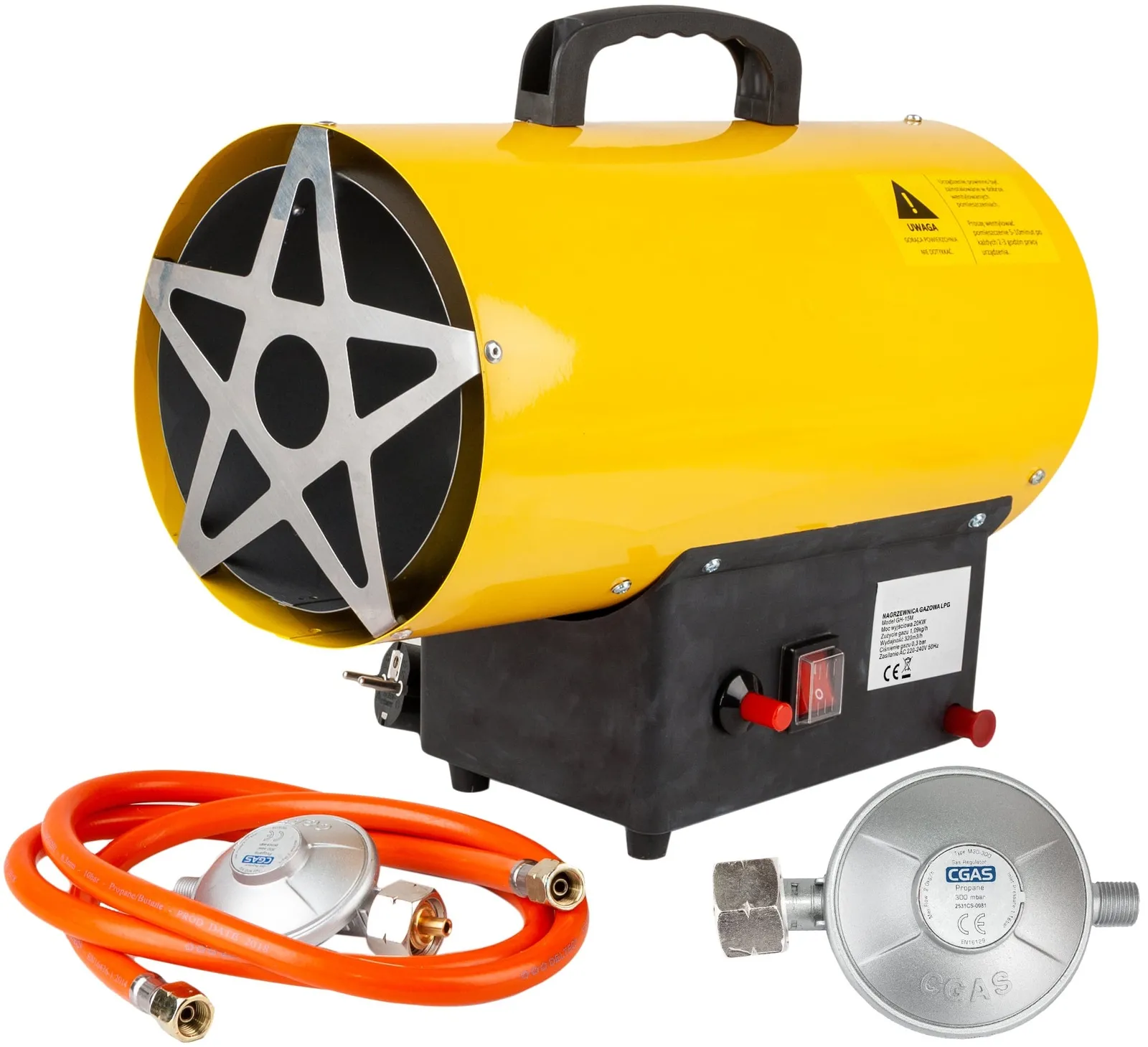 Nagrzewnica dmuchawa gazowa piecyk 20kW wąż + reduktor SILVER